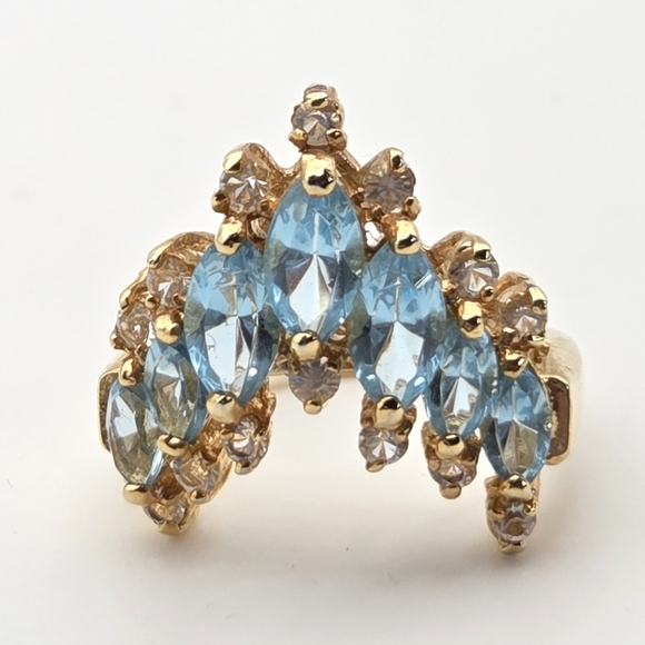 Elegant Blue Rhinestones and Cocktail Ring - Picture 5 of 10